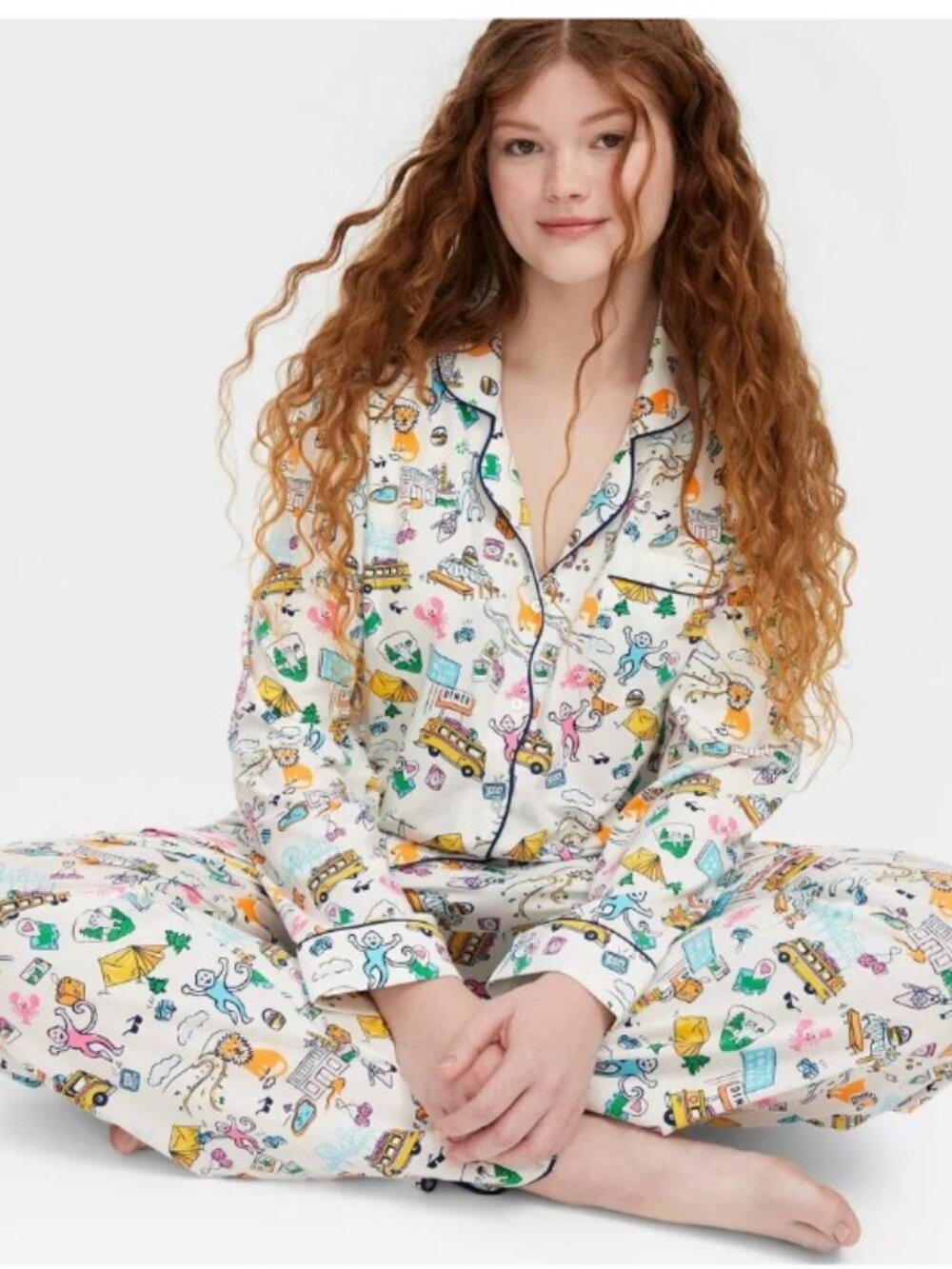 Women's Roadtrip Long Sleeves and Pants Pajama Set Roller Rabbit M NWT